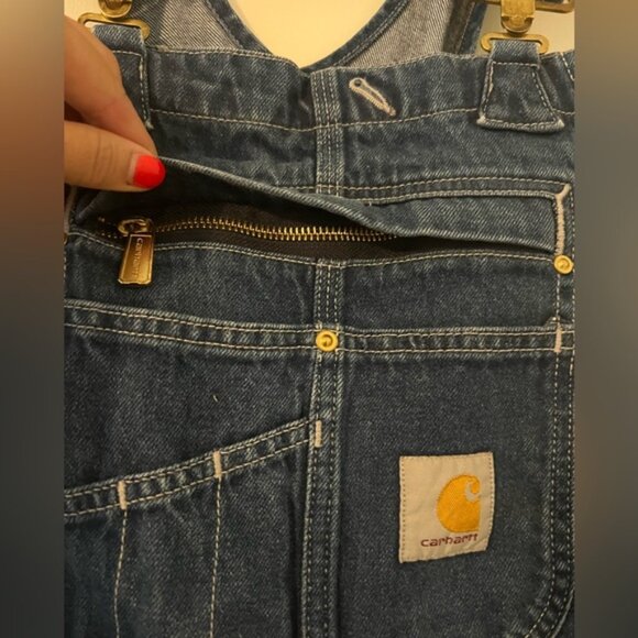 Carhartt loose fit Blue Denim Overalls size 28X30 (P226) - Picture 3 of 11
